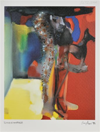 Marco Cingolani ULISSE IN PASSERELLA litografia, foglio cm 26x20; es....