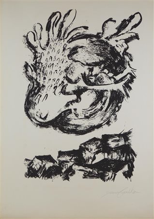 Bruno Gandola COMPOSIZIONE litografia, cm 70x50 firmato