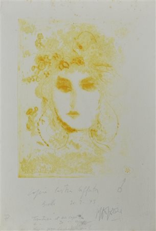 Ignoto SENZA TITOLO litografia su carta, cm 50x34 esemplare copia lastra sul...