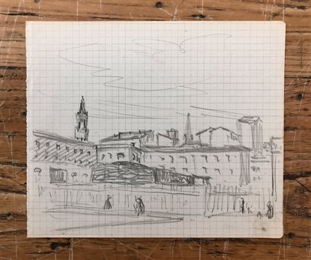 GALILEO CHINI (1873-1956) - Firenze: guardando sul Palazzo Vecchio, 1944