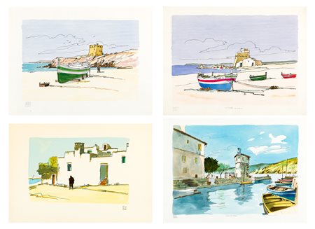 ALDO RISO (1929-2008) - Senza Titolo - Lotto di 4 litografie