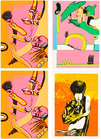 REMO BRINDISI (1918-1996) - Senza Titolo - Lotto di 4 serigrafie
