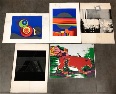 AUTORI VARI (CRIPPA, VALENTINI E LEES) - Senza Titolo - Lotto di 5 grafiche