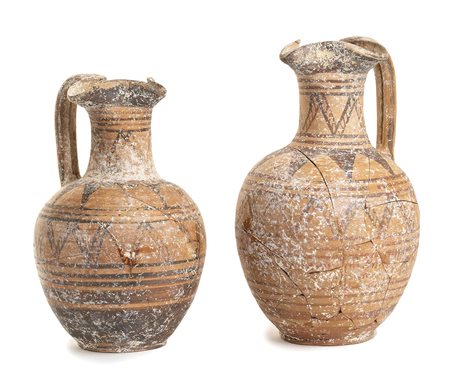 COPPIA DI OINOCHOAI ITALO-GEOMETRICHE<br>Cuma, fine VIII - inizio VII secolo a.C.