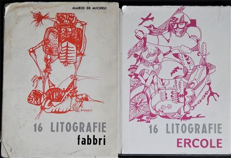 2 Cataloghi con 16 litografie ognuna degli artisti Agenore Fabbri (1911-1998)...
