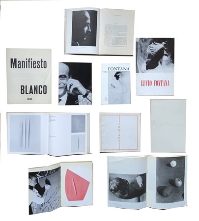 Fontana, Lucio - Un manifesto - Una monografia d’arte - Cinque cataloghi di