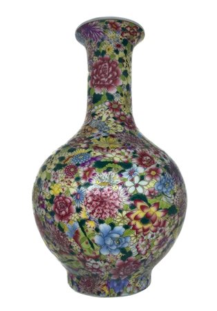 Vaso cinese in porcellana con decorazione “mille fiori”, Cina, XX secolo....