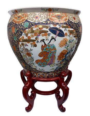 Cachepot in porcellana, Cina. H con base cm 80. H cm 50
