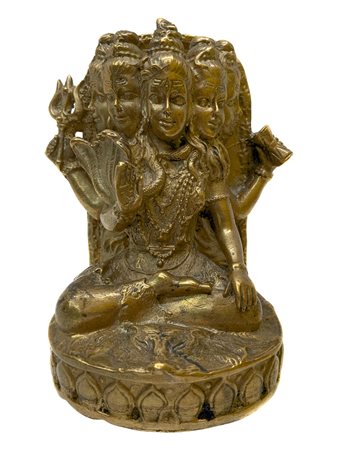 Scultura in bronzo raffigurante cinque divinità del Pantheon induista col...