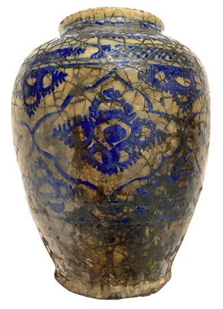 Vaso invetriato nei colori del blu, Persia, XIX secolo. H cm 26, larghezza...