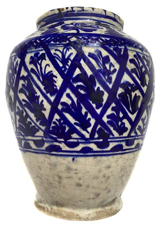 Vaso invetriato nei colori del blu, Persia, XIX secolo. H cm 24, larghezza...