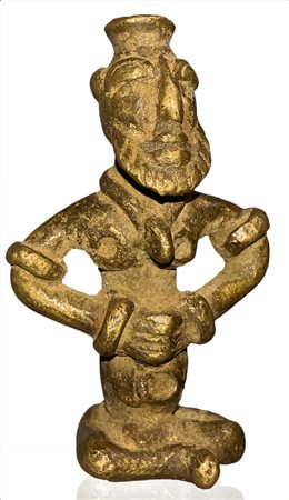 Pendente in bronzo di saggio dogon. Mali, XX secolo. H cm 5,50x3,5 x2.