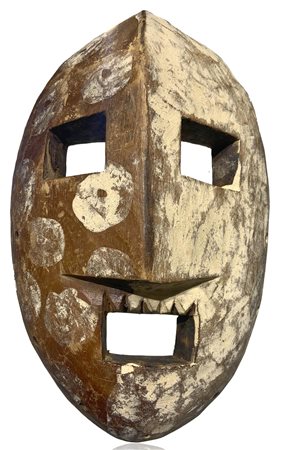 Antica maschera rituale sumbwa con decorazione in caolino. Tanzania XIX/XX...