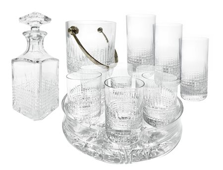 Servizio da whisky per 6 persone in cristallo. Composto da: bottiglia (H cm...