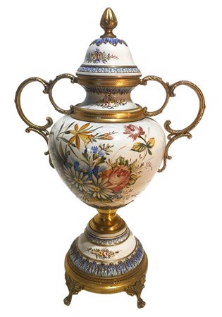 Vaso potiche in porcellana con decoro floreale. H cm 51.