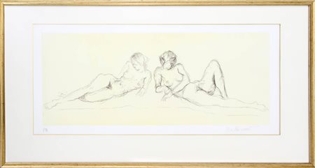 Prova D'autore raffigurante nudi di donne di Elio Romano (Trapani,1909 –...