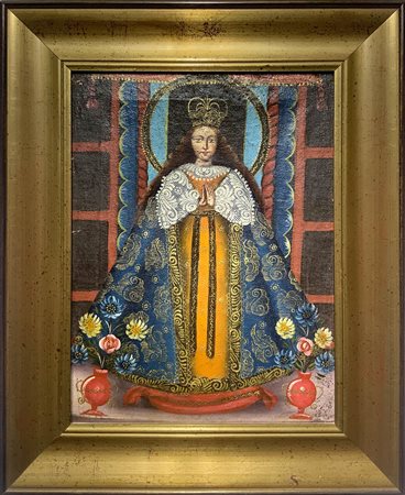 Dipinto ad olio su tela raffigurante "Nostra Signora della Pace e del Buon...