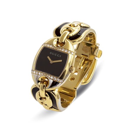 Gucci collezione "Marina" orologio da donnain metallo dorato, cassa ovale...