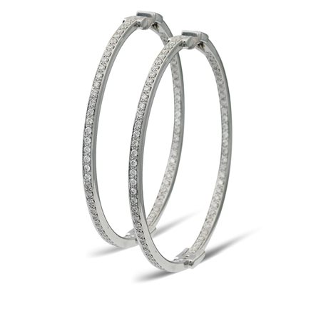 Orecchini cerchi in oro bianco 18kt e diamantifirmati Giansanti Romapeso 24...