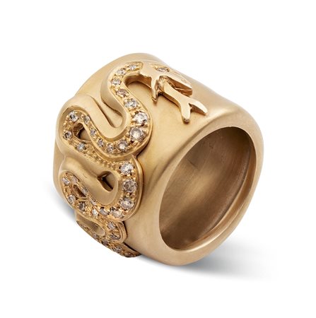 Pomellato collezione "Eva", anello a fasciapeso 26 gr.in oro rosa 18kt con...