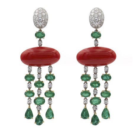 Orecchini pendenti con corallo rosso Sardegnapeso 14,9 gr.taglio ovale...