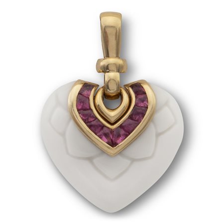 Bulgari collezione "Chandra", pendente a cuorepeso 18,2 gr.in ceramica...