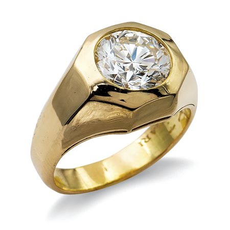 Bulgari, anello in oro giallo 18kt con un diamante ct 2,60peso 12,5 gr.taglio...