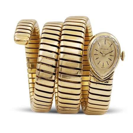 Bulgari, bracciale orologio a serpenteanni 60/70peso 97,7 gr.in oro giallo...