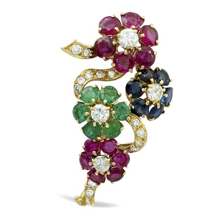 Spilla ramage floreale in oro giallo 18ktfirmata Ansuinipeso 8 gr.fiori...