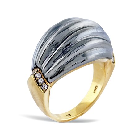 Cartier, anello bombé in oro giallo 18ktpeso 9 gr.sezione di ematite...