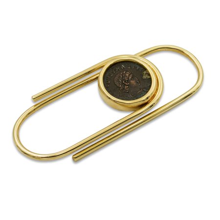 Bulgari, fermasoldi attache in oro giallo 18ktpeso 22,2 gr.centrato da una...