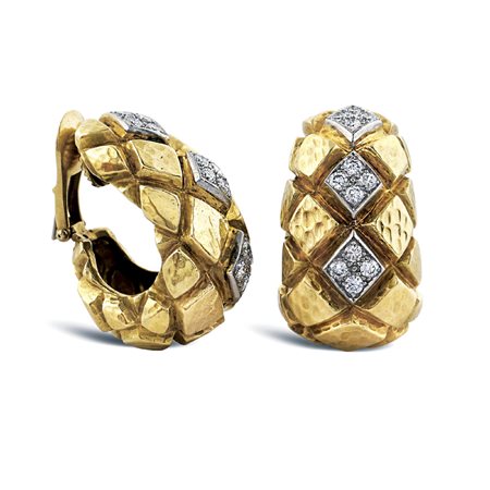 David Webb, orecchini a motivo geometricoanni 50/60peso 42 gr.in oro giallo...