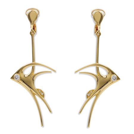 Orecchini scultura in oro giallo 18kt e diamantipeso 16 gr.taglio brillante...