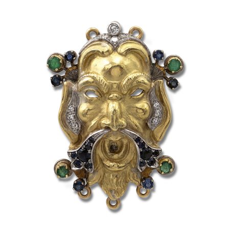 Cazzaniga, spilla mascherone in oro giallo 18ktRoma, anni 70/80peso 40,5...