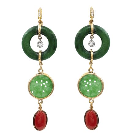 Orecchini pendenti in oro giallo 18ktpeso 23,2 gr.realizzati con sezioni...