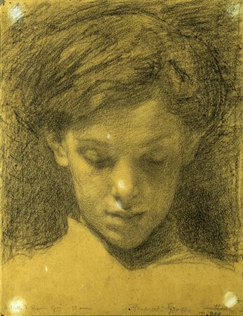 DEMETRIO COSOLA<BR>San Sebastiano Po (TO) 1851 - 1895 Chivasso (TO)<BR>"Ritratto di Giacomo Grosso a quindici anni"