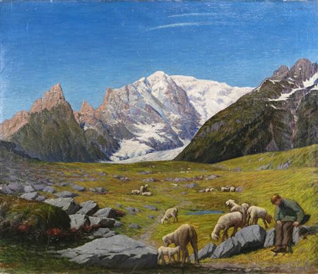 PITTORE ANONIMO DEL XIX SECOLO<BR>"Pascolo in alta montagna" 1890 circa