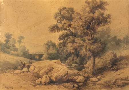 RIGHINI GIUSEPPE LEONE<BR>Torino 1820 - Belem 1884<BR>"Paesaggio"