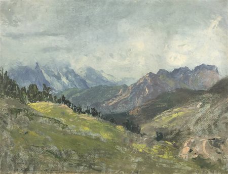 MARCO CALDERINI<BR>Torino 1850 - 1941<BR>"Paesaggio di montagna"