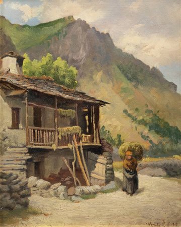 CAMILLO MERLO<BR>Torino 1856 - 1931<BR>"La baita" 1913