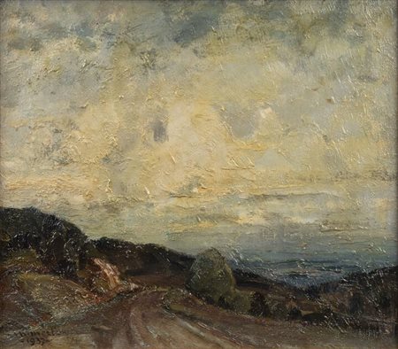 METELLO MERLO<BR>Milano 1886 - 1964 Torino<BR>"Nubi d'autunno (Torino. Nuova strada Superga Pino)" 1937