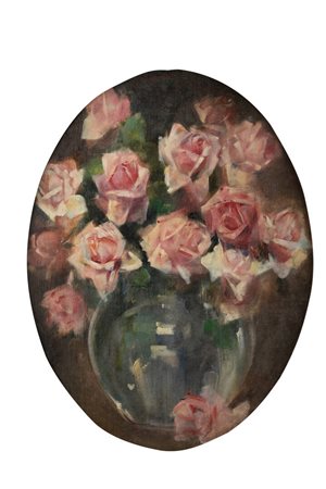 LUIGI SERRALUNGA<BR>Torino 1880 - 1940<BR>"Vaso di rose rosa"