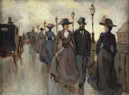 ALBERTO ZARDO<BR>Padova 1876 - 1959 Firenze<BR>"Passeggiata a Parigi"