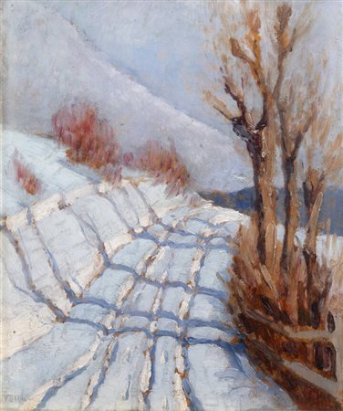 FELICE VELLAN<BR>Torino 1889 - 1976<BR>"A Sauze d'Oulx" febbraio 1927