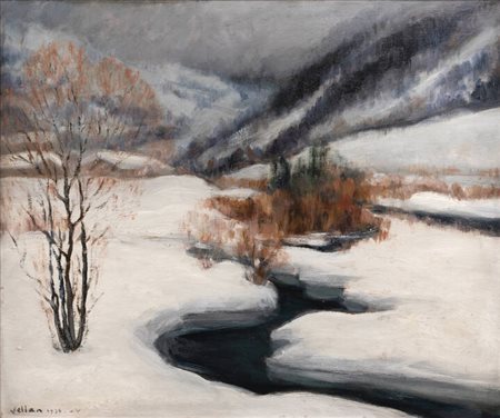 FELICE VELLAN<BR>Torino 1889 - 1976<BR>"Presso Cesana - Val di Susa" 1936