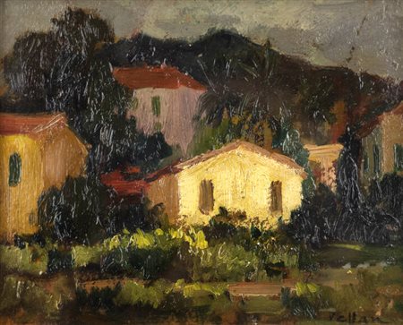 FELICE VELLAN<BR>Torino 1889 - 1976<BR>"A San Remo" 1947