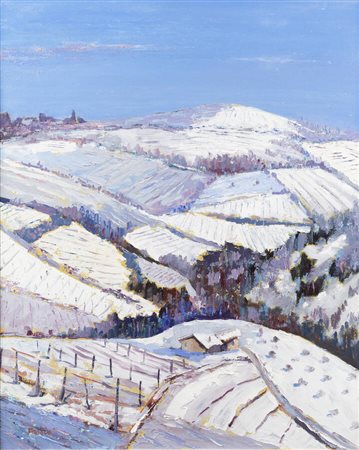 CLAUDIO FASSIO<BR>Santa Caterina di Rocca d'Arazzo (AT) 1946<BR>"Nevicata ad Agliano Terme" 2011
