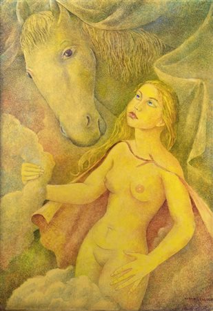 GEMMA VERCELLI<BR>Torino 1916 - 1995 Montecarlo<BR>"Nudo di fanciulla e cavallo"