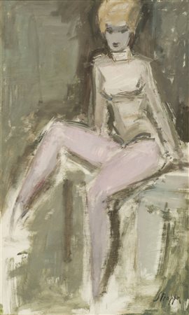 LEONARDO STROPPA<BR>Torino 1900 - 1991<BR>"Ballerina seduta"