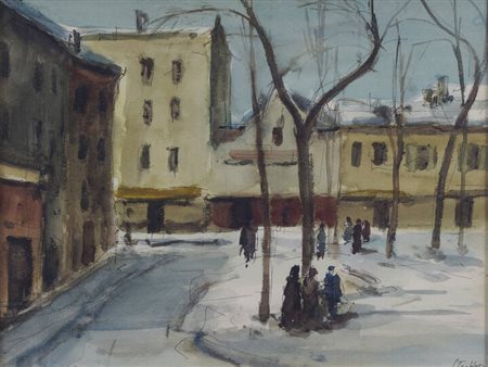 LEONARDO STROPPA<BR>Torino 1900 - 1991<BR>"Parigi - Montmartre"